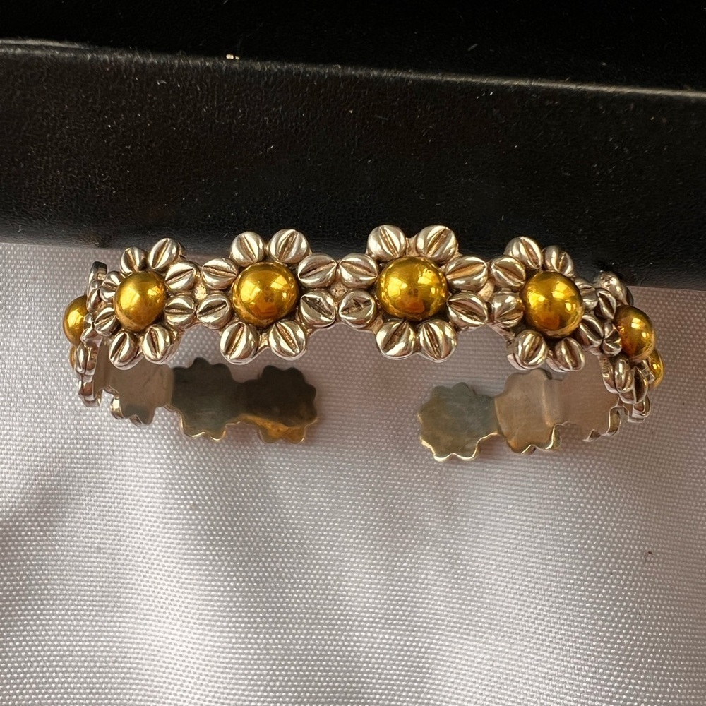 Sunshine Gold Silver 925 Solid Sterling Cuff Brac… - image 1